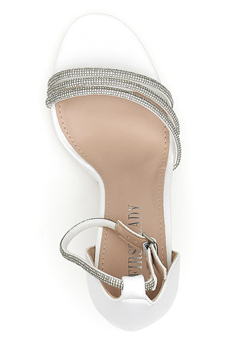 First Lady P557 Offene weiße Sandalen mit Absatz und Riemen