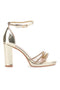 First Lady P557 – Offene Sandalen in Gold mit Absatz und Riemen