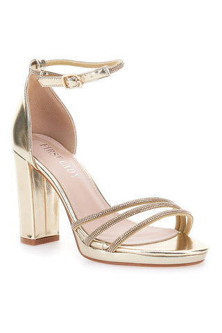 Sandali Oro Aperti Con Tacco E Cinturino First Lady P557