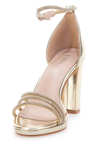 Sandali Oro Aperti Con Tacco E Cinturino First Lady P557