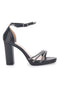 Schwarze offene Sandalen mit Absatz und Riemen First Lady P557