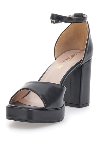 Schwarze Pumps mit Plateau und Knöchelriemen FIRST LADY P558