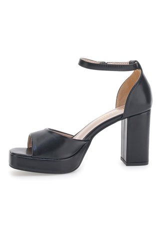 Schwarze Pumps mit Plateau und Knöchelriemen FIRST LADY P558