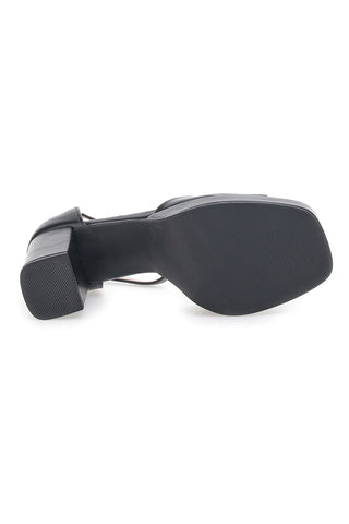 Schwarze Pumps mit Plateau und Knöchelriemen FIRST LADY P558