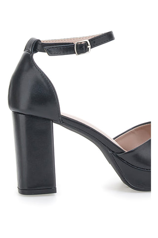 Schwarze Pumps mit Plateau und Knöchelriemen FIRST LADY P558