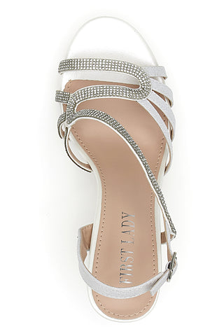 Sandali Bianchi con Strass e Tacco Alto First Lady P579