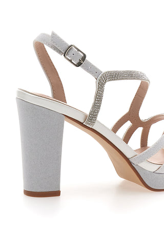 Sandali Bianchi con Strass e Tacco Alto First Lady P579