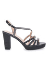 Sandali Neri con Strass e Tacco Alto First Lady P579