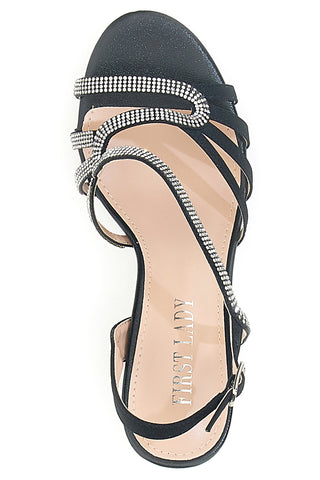 Sandali Neri con Strass e Tacco Alto First Lady P579