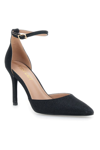 Schwarze Pumps mit Knöchelriemen FIRST LADY P582