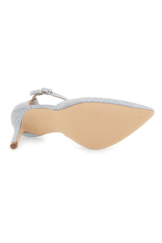 Silberne Décolleté mit Knöchelriemen FIRST LADY P582