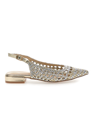 First Lady P589 Gold gewebte Ballerinas