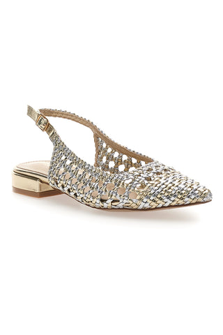 First Lady P589 Gold gewebte Ballerinas