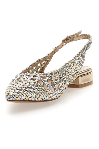 First Lady P589 Gold gewebte Ballerinas