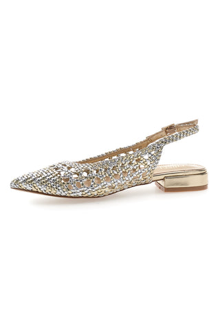First Lady P589 Gold gewebte Ballerinas