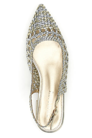 First Lady P589 Gold gewebte Ballerinas