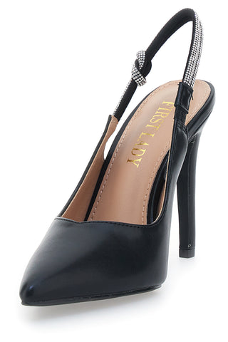 Décolleté Slingback Nere con Tacco Alto FIRST LADY P528