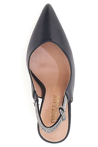 Décolleté Slingback Nere con Tacco Alto FIRST LADY P528