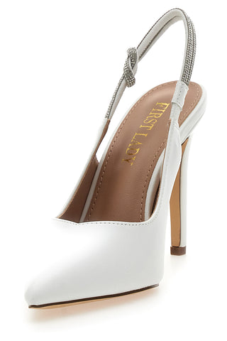Décolleté Slingback Bianche con Tacco Alto FIRST LADY P528