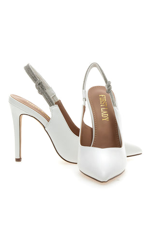 Décolleté Slingback Bianche con Tacco Alto FIRST LADY P528