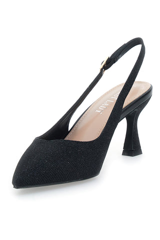 Schwarze spitze Slingback-Pumps FIRST LADY P529
