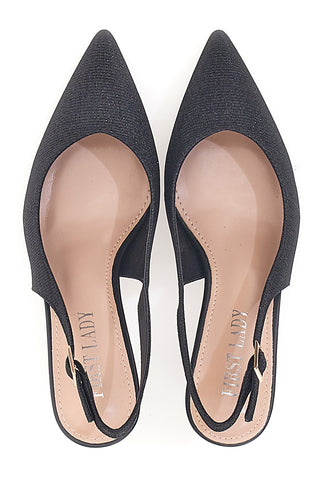 Schwarze spitze Slingback-Pumps FIRST LADY P529