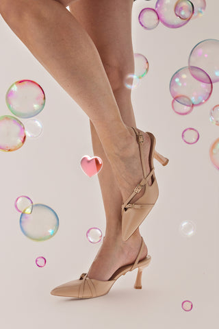 Nudefarbene Slingback-Pumps mit Riemen FIRST LADY 9532