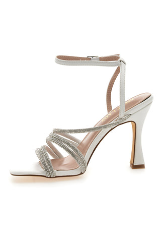 Sandalo Gioiello Bianco Con Strass e Tacco Alto FIRST LADTY P538