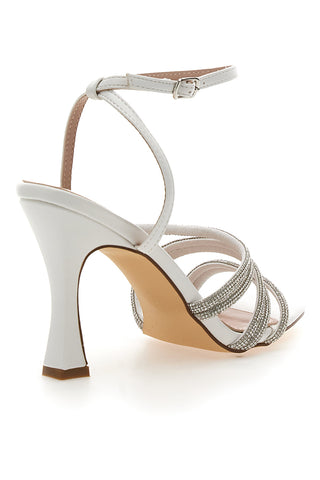 Sandalo Gioiello Bianco Con Strass e Tacco Alto FIRST LADTY P538