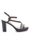 FIRST LADY P542 Schwarze High Heel Sandaletten mit Glitzerband