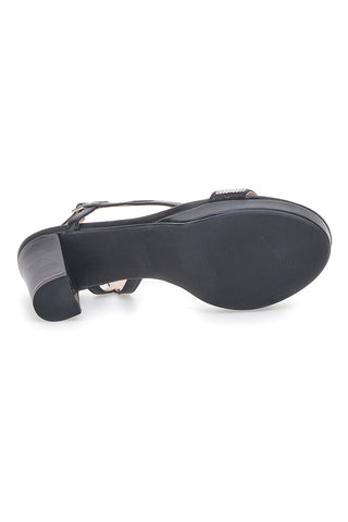 Sandali Neri con Tacco Alto e Fascia con Glitter FIRST LADY P542