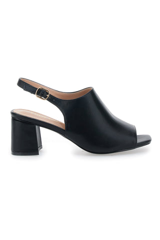 Schwarze Sandalen mit Riemen hinten und Öffnung vorne FIRST LADY P545
