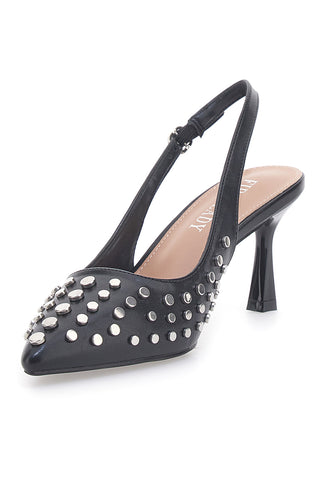 Décolleté Sling-back Nere Con Borchie First Lady P591