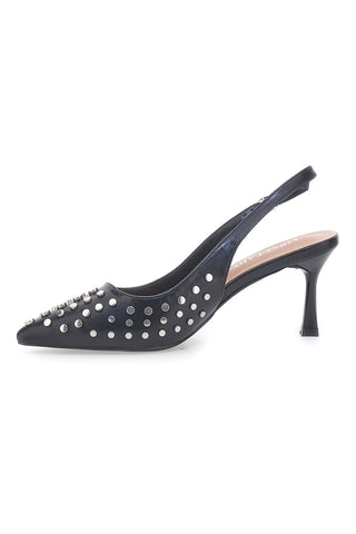 Décolleté Sling-back Nere Con Borchie First Lady P591