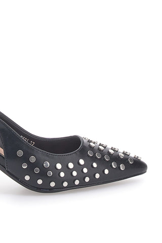 Décolleté Sling-back Nere Con Borchie First Lady P591