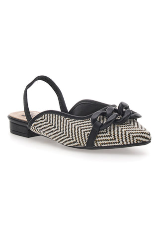 Ballerine slingback nere con fiocco e punta a contrasto Me & Me D729H1