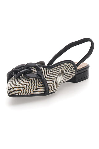 Ballerine slingback nere con fiocco e punta a contrasto Me & Me D729H1