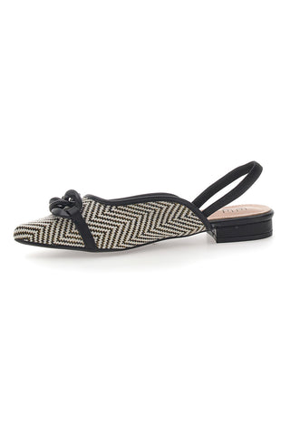 Ballerine slingback nere con fiocco e punta a contrasto Me & Me D729H1