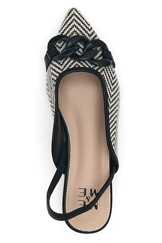 Ballerine slingback nere con fiocco e punta a contrasto Me & Me D729H1