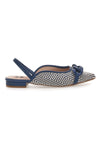 Ballerine slingback blu con fiocco e punta a contrasto Me & Me D729H1