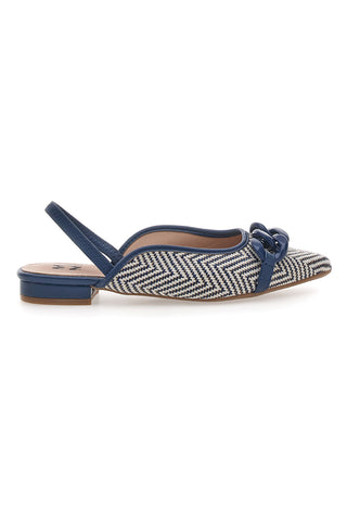 Blaue Slingback-Ballerinas mit Schleife und kontrastierender Spitze Me & Me D729H1