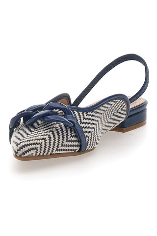 Ballerine slingback blu con fiocco e punta a contrasto Me & Me D729H1