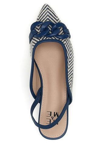 Ballerine slingback blu con fiocco e punta a contrasto Me & Me D729H1