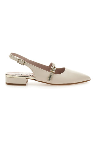 Slingback-Ballerinas Creme mit Frontriemen PITTARELLO GLAM 2888