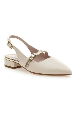 Slingback-Ballerinas Creme mit Frontriemen PITTARELLO GLAM 2888