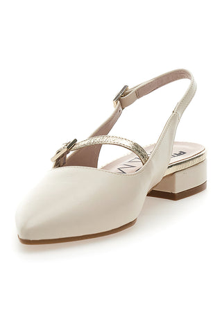 Slingback-Ballerinas Creme mit Frontriemen PITTARELLO GLAM 2888