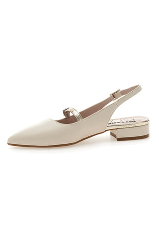 Slingback-Ballerinas Creme mit Frontriemen PITTARELLO GLAM 2888