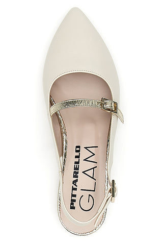Slingback-Ballerinas Creme mit Frontriemen PITTARELLO GLAM 2888