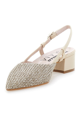 Beige Slingback-Ballerinas mit gewebtem Obermaterial PITTARELLO GLAM 3124
