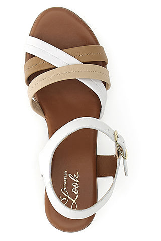 Weiße Sandalen mit gekreuzten Riemen Pittarello Look 243205